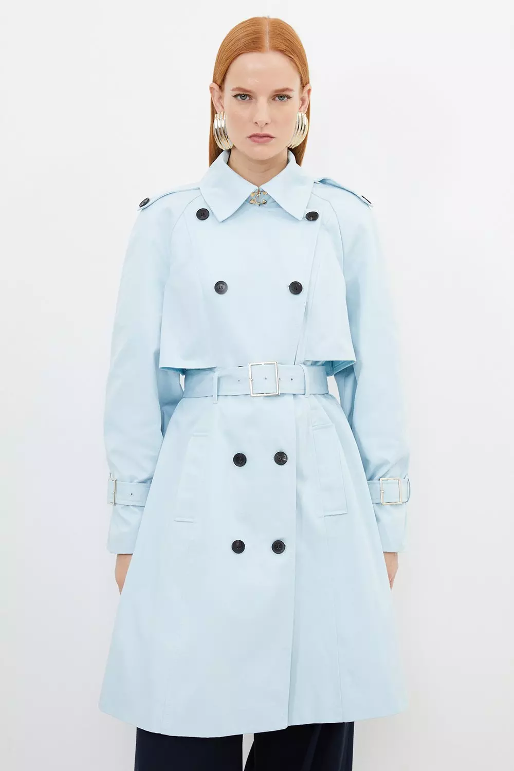 Light blue pea coat cheap womens